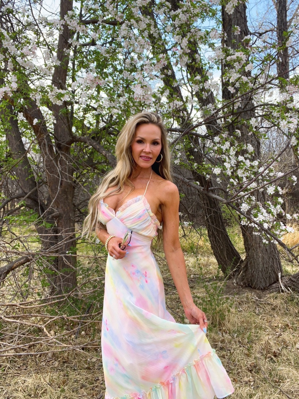 Lulus •Pastel Tie-Dye Spaghetti-Strap Maxi Dress - Women • Like New • worn 2X
